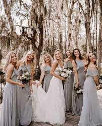 Pin By Cameron Norfleet On Wedding Photo Ideas Silver Bridesmaid Dresses Wedding Bridesmaid Dresses Grey Bridesmaid Dresses Long