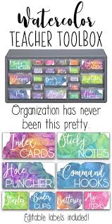 Watercolor Teacher Toolbox Labels Teacher Toolbox Labels Teacher Classroom Teacher Toolbox