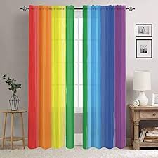 Buy vogol small window valances curtains, birds printed window curtain tier pair 36 inch long pocket window treatments for kitchen cafe, 2 panels: Amazon Com Manerly Sheer Curtains For Bedroom Living Room Rainbow Color Paint Splash Print Window Curtains 54w X Rainbow Curtains Rainbow Room Kids Room Deco