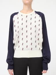 A great selection of clothing. Round Neck Sweater In Horse Jacquard Knit With Studs Chloe Id