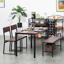 Whereas the darker option adds an edgy touch, a white dining room table with marble details evokes a luxe hollywood feel. Homcom Homcom 4 Piece Industrial Dining Table Set With Table And 2 Chairs Black Brown