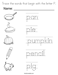 Color the pictures online or print them to color them with your paints or crayons. Trace The Words That Begin With The Letter P Coloring Page Twisty Noodle