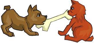 Two dogs fighting over a bone. Dog And Cat Fighting Cartoon