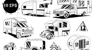 Set Doodle Vintage Camper Cars How To Draw Hands Vintage Camper Doodles