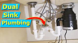 Plumbing a double kitchen sink How To Install Dual Kitchen Sink Drain Plumbing Pipes Youtube