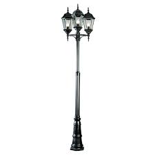 Amazon com traditional high pole 3 lights outdoor lamp post. Bel Air Lighting Classical 3 Light 8 Ft Black Outdoor Lamp Post Light Set With Clear Glass 4995 Bk The Home Depot Outdoor Lamp Post Lights Post Lights Outdoor Lamp Post