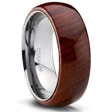 Titanium Wedding Ring Band With Hawaiian Koa Wood Inlay Dome Comfort Fit 8 Mm Size 10 Wedding Ring Bands Hawaiian Wedding Rings Wooden Rings Engagement