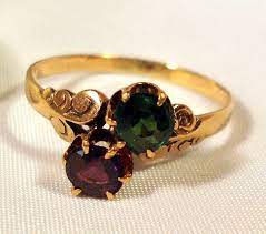 Civil War Era Green Demantoid Garnet And Royal Amethyst Gold Ring Facets Of History Gold Rings Emerald Wedding Rings Amethyst Gold