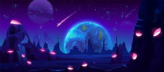 De merveilleuses images de la terre observée de nuit depuis l'espace. Terre Vue De Nuit Depuis Une Planete Extraterrestre Espace Neon Vecteur Gratuite