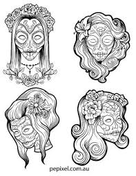 Very simple sugar skull flowers. Female Sugar Skulls Day Of The Dead Halloween Coloring In Pages Sheets Skull Coloring Pages Sugar Skull Drawing Sugar Skull Girl Drawing