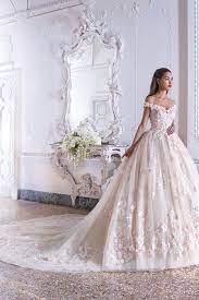 Style Dp379 Cloe Three Dimensional Flowers And Lace Adorn This Romantic Off The Shoulder Organza Bal Robe De Mariage Robes De Mariage Princier Robe De Mariee