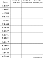 Rounding Decimal Numbers Grid Worksheet 1 Printout Enchantedlearning Com Decimals Worksheets Rounding Decimals Decimal Number