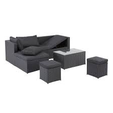 Die gartenlounge ist deshalb wie gemacht für abendliche drinks und das gemeinsame zusammenkommen. Garten Lounge Set Texas 4 Teilig Polyrattan Schwarz Preiswert Danisches Bettenlager
