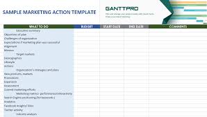 Sample Marketing Action Plan Free Download Excel Template