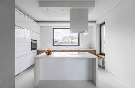 White acrylic cabinets with grey quartz waterfall island. Kitchen Cabinet Styles Ultimate Guide Designing Idea