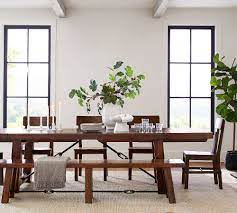 A simple and modern dining table that allows you to extend it using only one hand. Benchwright Extending Dining Table Pottery Barn