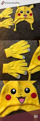 Kids Pokemon Pikachu Hat Gloves Pikachu Hat Pikachu Pokemon Pikachu