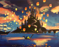 Rapunzel Lanterns Scene From Tangled Painted By Me For My Daughter Tangled Lanterns Scene Tangled Painting Disney Canvas Paintings