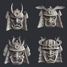 3d Stl Models For Cnc Or 3d Printer Relief Samurai Mask Etsy 3d Printer Designs 3d Printer Tiki Art