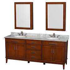 Its rich finish and classic style make it a great choice for any bathroom. Wyndham Collection Hatton 80 In W Double Vanity In Light Chestnut With Marble Vanity Top In Carrara White Oval Sink And Medicine Cabinet Wcv161680dclcmunrmed Marble Vanity Tops Trendy Bathroom Double Sink