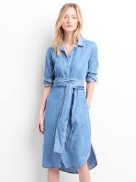 Product Photo Tencel Denim Dress Midi Shirt Dress Tie Waist Dress Outfit