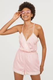 Romper With Lace Light Pink Ladies H M Us Rompers Pink Ladies Fashion