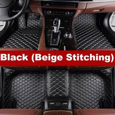 Luxury Diamond Stitched Floor Mats Black Beige Volkswagen Full Set Car Floor Mats Floor Mats Volkswagen Touran