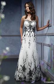 Black And White Attire Wedding A Line Sweetheart Chapel Train White And Black Wedding Dress Halloween Wedding Dresses Black Wedding Dresses Gothic Wedding Dress