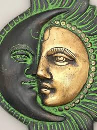 exotic india 6" Small Brass Half Sun and Half Moon