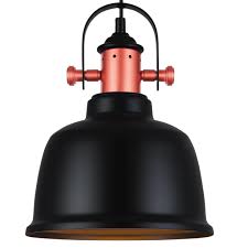 Cette lampe conviendra également en guise de lampe de bureau sur un bureau d'architecte. Suspension Loft Design En Cuivre Avec Abat Jour Noir Dalia