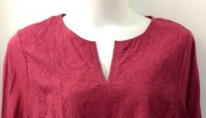 New Dress Barn Brick Red Blouse 3x Spice Market V Neck Embroidery Boho Style Dressbarn Blouse Casual Red Blouses Boho Fashion Dress Barn Woman