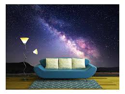 Landscape With Milky Way Night Sky With Stars At Mountains Removable Wall Murals Wall Murals Wall Murals Diy