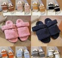 Save Big on Bulk Fur Flip Flops Furry Slippers Women Luxury Designer  Sandals Flat Slider Fashion Wool Fur Fluffy Letters Flat Slides Black White  Blue ...