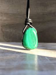 Malachite Gemstone Necklace Crystal Necklace Unisex Necklace Boho Healing Stone Malachite Jewelry Rough Stone Jewelry Healing Stones Jewelry Raw Stone Necklace