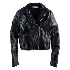Disney D Signed Descendants 2 Girls 7 16 Studded Textured Faux Leather Jacket Kohls Leather Jacket Jackets Faux Leather Jackets