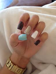 Black And Light Blue Nail Designs Glitter Gold Nail White Nail Light Blue Nail And Black Nails Manicura De Unas Unas Sencillas Y Bonitas Decorados Para Unas Cortas