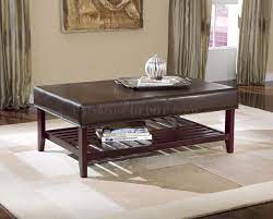 Its hinged lid allows quick access to items needed nearby but out of view. Brown Leather Top Mahogany Finish Coffee Table W Lattice Shelf