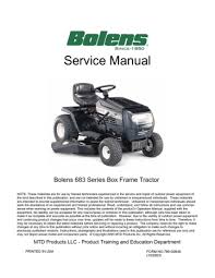 I have a bolens 42 riding mower, 17hp briggs & stratton. Bolens Bolens 683 Series User Manual Manualzz