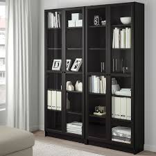 Billy Oxberg Bookcase Black Brown Glass 63x11 3 4x79 1 2 Ikea Billy Oxberg Bucherschrank Mit Glasturen Glasschrankturen