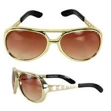 Details About Adult Vegas Music Star Gold Brown Rock Roller King Elvis Aviator Costume Glasses