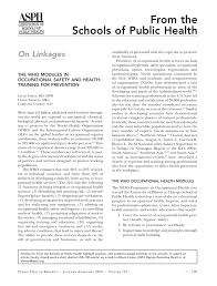 Maybe you would like to learn more about one of these? Pdf The Who Modules In Occupational Safety And Health Training For Prevention