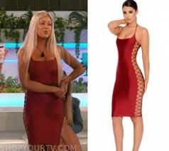 Love Island Season 6 Episode 17 Jess Red Lace Up Side Dress Shop Your Tv