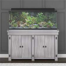 The stand is crafted from a weathered white wood veneer and has laminated particleboard with black. Flipper Wildwood 55 Gallon Aquarium Stand In Rustic White 5697296com