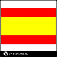 De gele baan is tweemaal zo hoog als ieder van de rode banen. Sticker Vlag Van Spanje 8x5cm