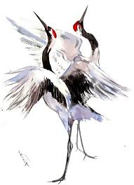 Artwork Japanese Art Black And White Japanese Crane Artwork Painting Two Cranes Original Watercolor Minimalist Painting Black White Red S Izobrazheniyami Hudozhniki Risunki Risovat