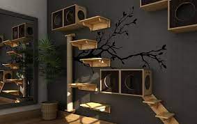 Der schlafplatz für katzen, die erhöht ausruhen möchten. Katzen Kletterlandschaft Idee Regale Holz Kisten Cat Design Ideas Kletterwand Selber Bauen Animal Room Katzen Kletterwand