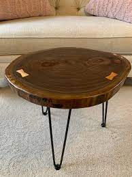 Kevin rodel, expert on arts and crafts furniture, draws on the style and joinery of a charles limbert table and gives them a twist to make his own contemporary coffee… Walnut Log Slice End Table Night Stand Table Wood Slab Etsy In 2021 Wood Slab Table Coffee Table Wood Log Coffee Table