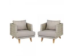 Exotan Gartensessel Arosa 2er Set Garten Loungesessel Teak Polyrattan Taupe Gartensessel Lounge Sessel Polyrattan