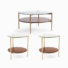 It can also be used in kitchen, bedroom and so on. Mid Century Art Display 34 Round Coffee Table 2 Side Tables Set