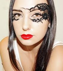 Black And Red Ombre Eyeshadow Makeup By Ieva Bruzinskaite Black Lace Makeup Eyes Red Lips Masquerade Mask Makeup Red Eyeshadow Makeup Lace Makeup